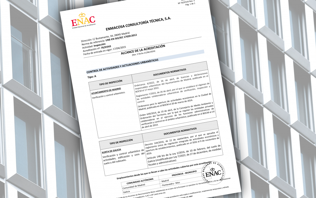 Enmacosa logra la acreditación de ENAC como ECCOM en edificación residencial